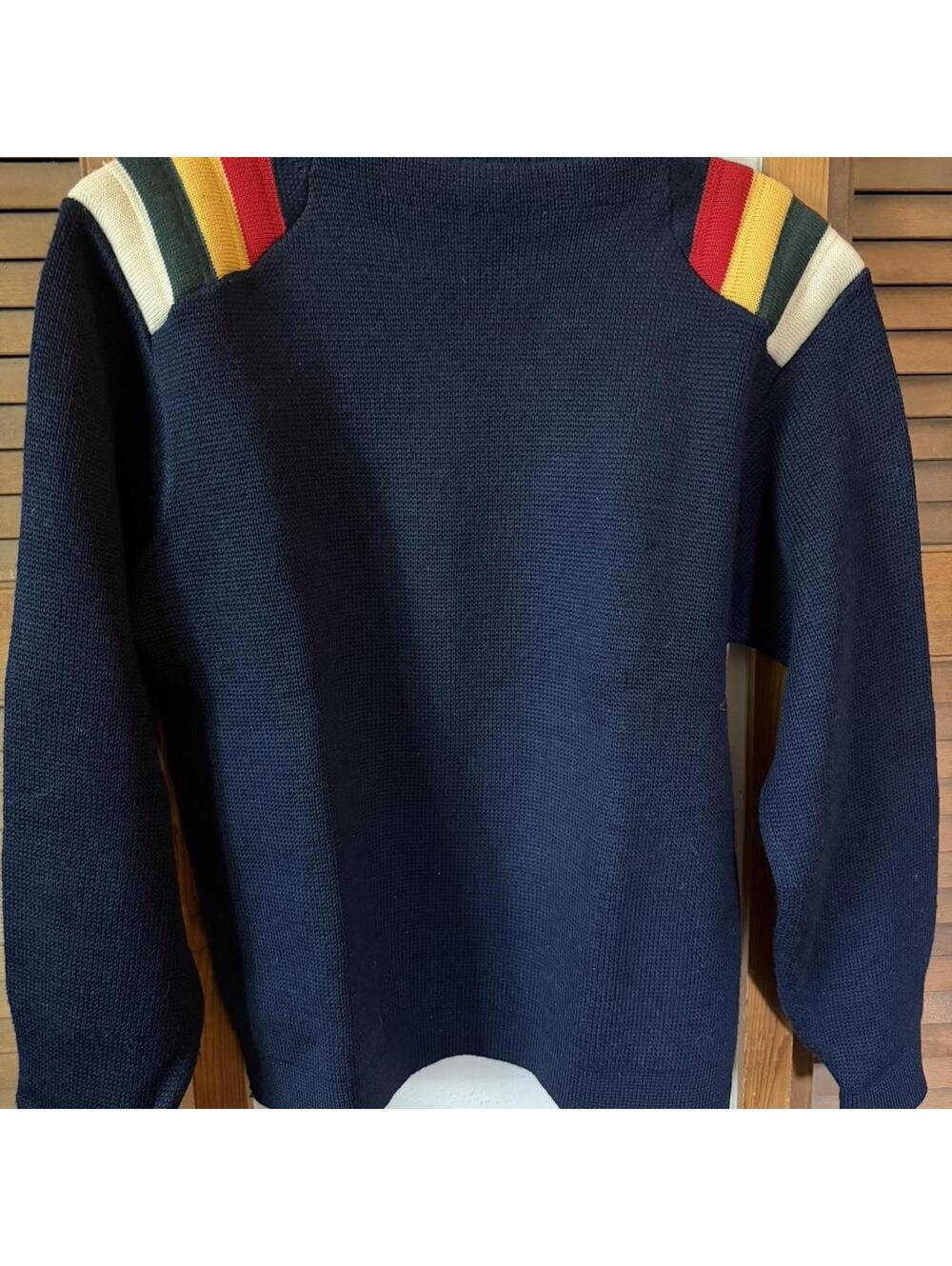 Gant The Rugger vintage navy blue wool sweater w/shoulder stripes